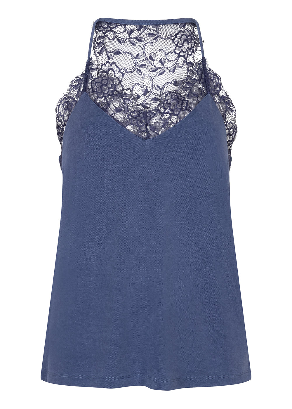 Zachte Top met Kant | Middenblauw