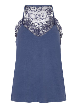 Zachte Top met Kant | Middenblauw
