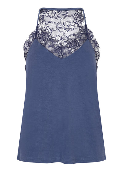 Zachte Top met Kant | Middenblauw