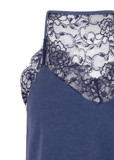 Zachte Top met Kant | Middenblauw