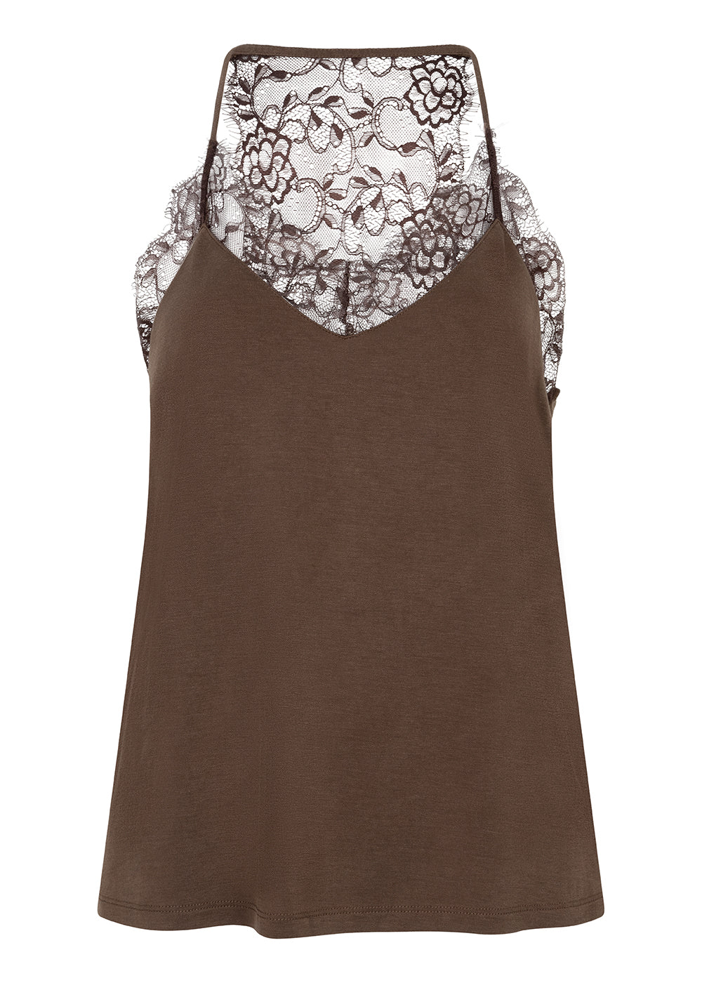 Lace-Lined Soft Cami | Brown