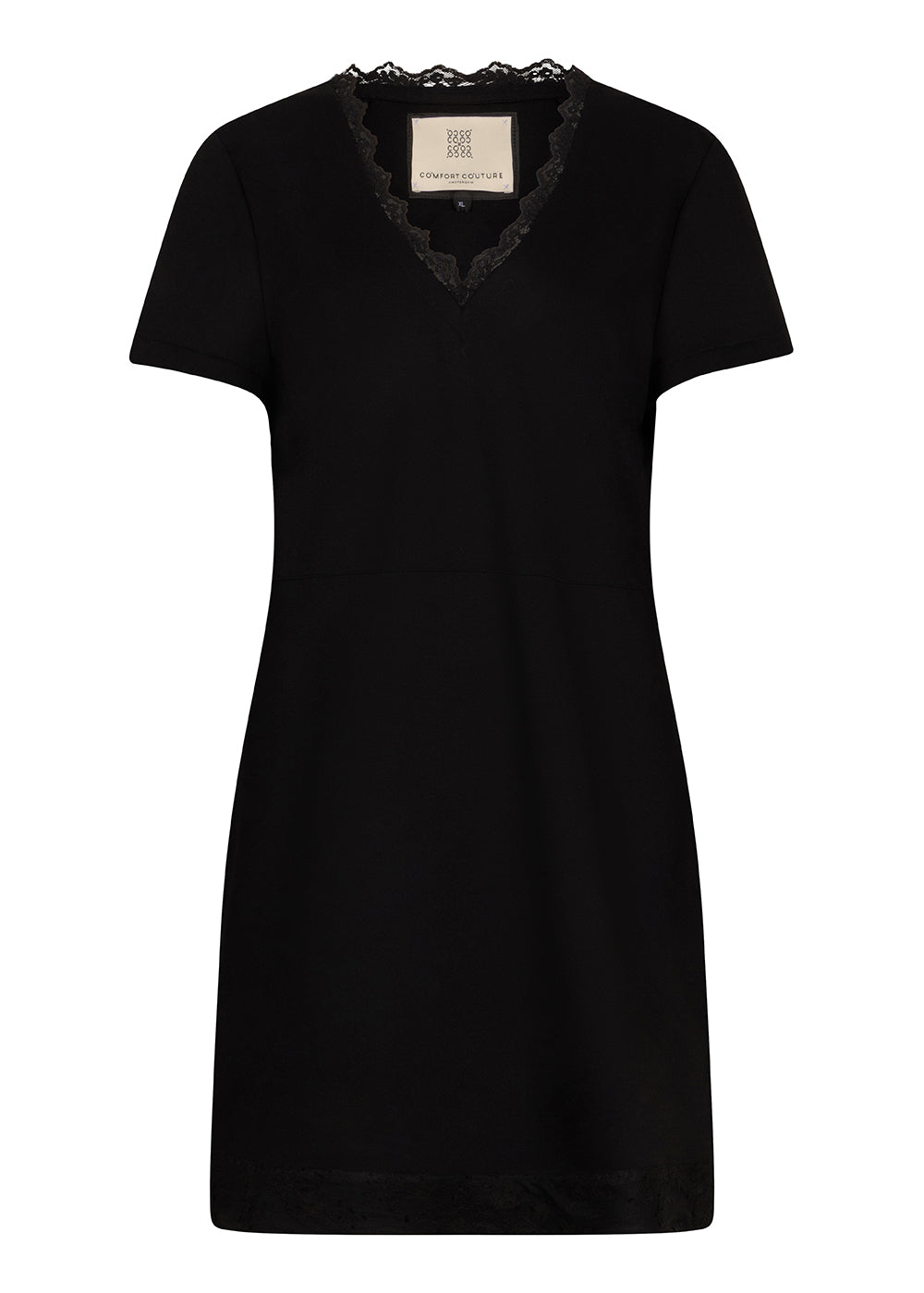 Lace-Trim Convertible Dress | Black