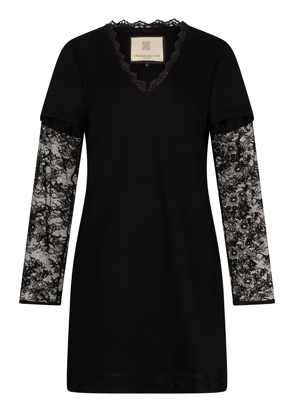 Lace-Trim Convertible Dress | Black