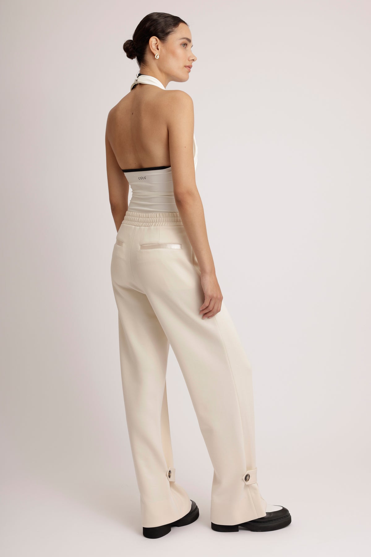 Zachte Stretch Jogger met Ceintuur | Crèmebeige