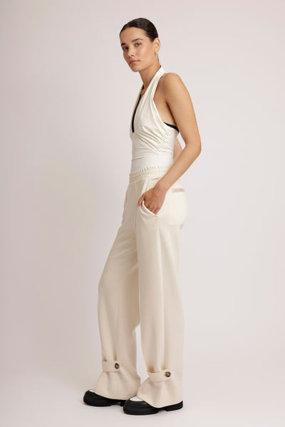 Zachte Stretch Jogger met Ceintuur | Crèmebeige