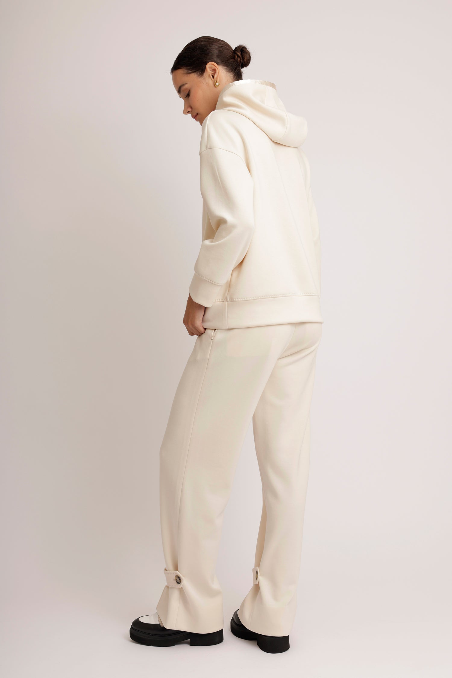 Removable-Hood Logo Sweat | Creamy Beige