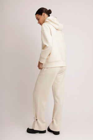 Removable-Hood Logo Sweat | Creamy Beige