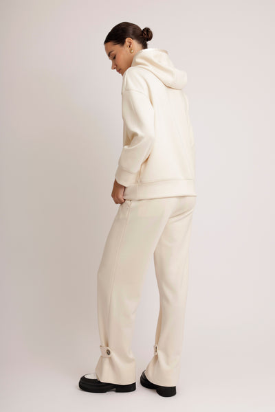 Removable-Hood Logo Sweat | Creamy Beige