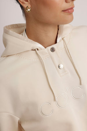 Removable-Hood Logo Sweat | Creamy Beige
