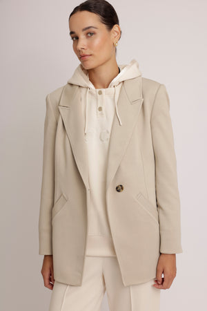 Removable-Hood Logo Sweat | Creamy Beige