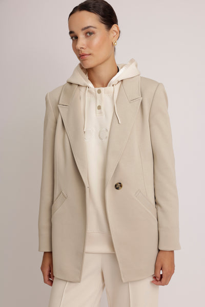 Removable-Hood Logo Sweat | Creamy Beige