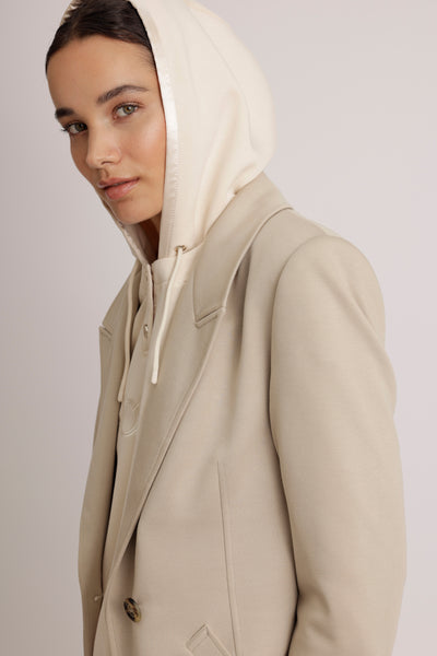 Removable-Hood Logo Sweat | Creamy Beige