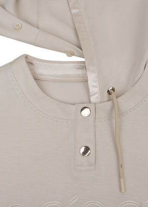 Removable-Hood Logo Sweat | Creamy Beige