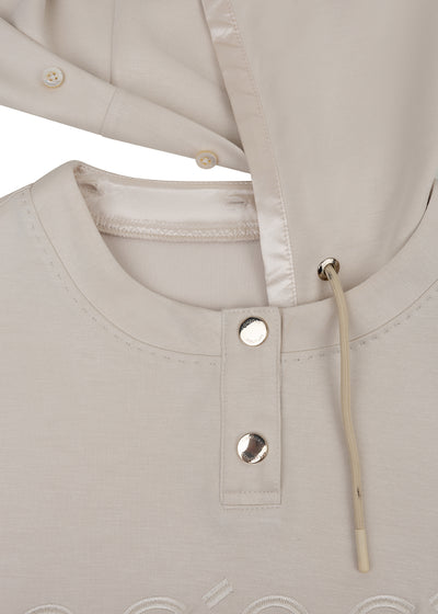 Removable-Hood Logo Sweat | Creamy Beige