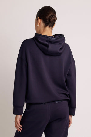 Removable-Hood Logo Sweat | Navy