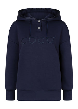 Removable-Hood Logo Sweat | Navy