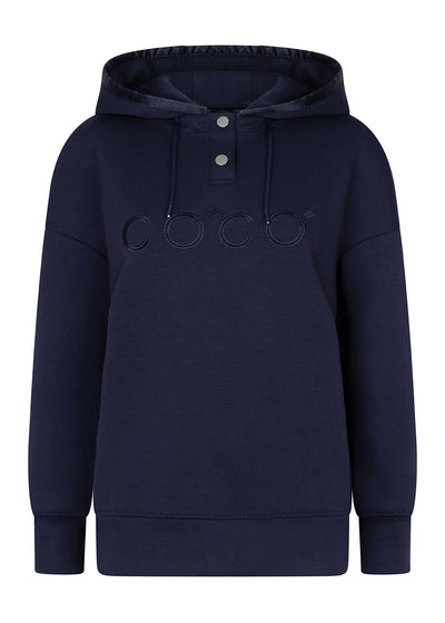 Removable-Hood Logo Sweat | Navy