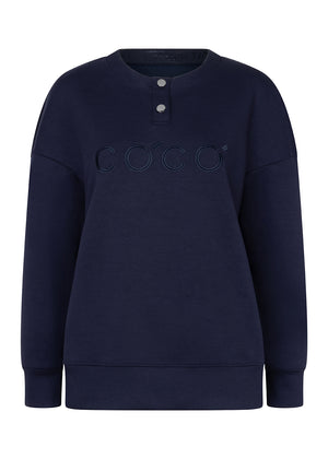 Removable-Hood Logo Sweat | Navy