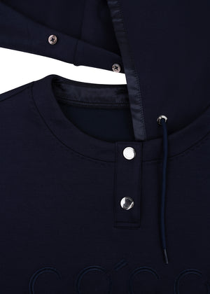 Removable-Hood Logo Sweat | Navy