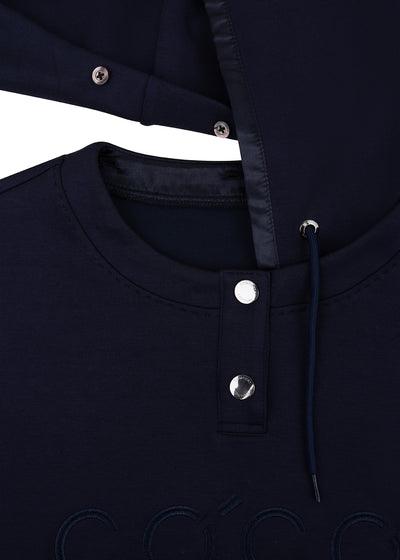 Removable-Hood Logo Sweat | Navy