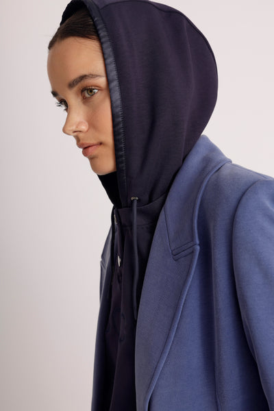 Removable-Hood Logo Sweat | Navy