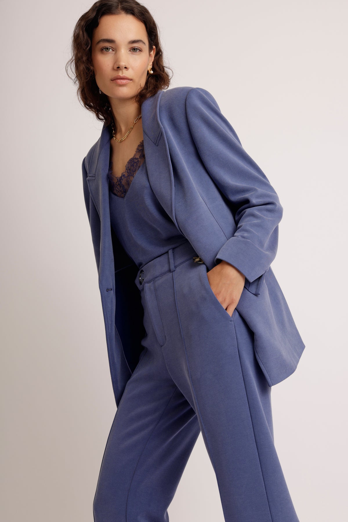 Wrinkle-Free Stretch Blazer | Mid-Blue