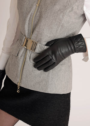 Waterproof Women Leather Gloves | Black