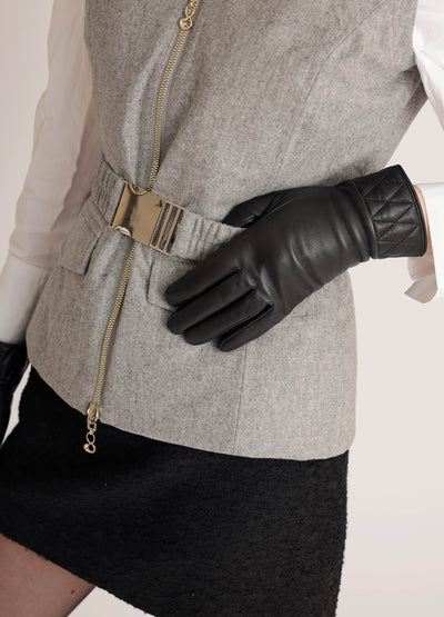 Waterproof Women Leather Gloves | Black