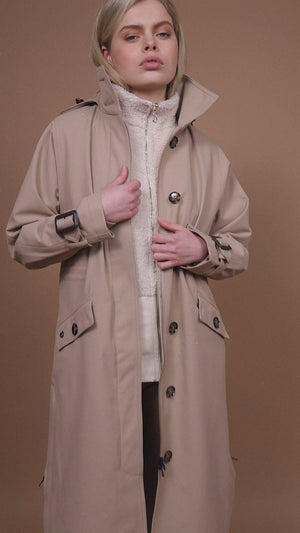 Waterproof Luxury Tailored Poncho | Greige