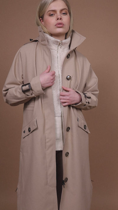 Waterproof Luxury Tailored Poncho | Greige