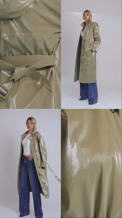 Waterproof Laque Coat | Khaki Green