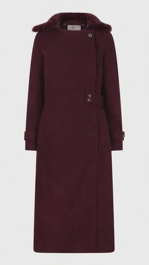 Waterproof Wool - Fur Trench  | Burgundy