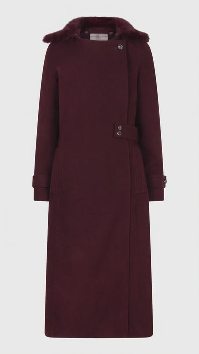 Waterproof Wool - Fur Trench  | Burgundy