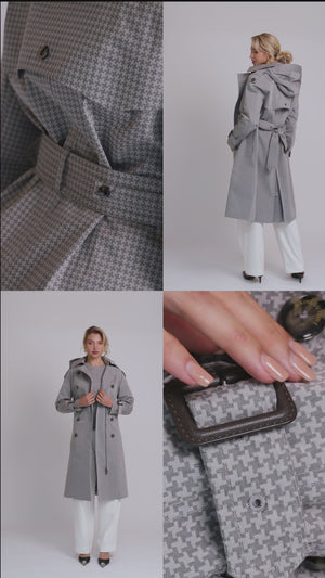 Waterproof Relaxed Fit Trenchcoat  | Gray Check