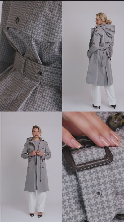 Waterproof Relaxed Fit Trenchcoat  | Gray Check