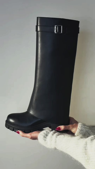 2-in-1 Waterproof Boots | Black Leather