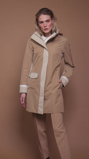 Waterproof Straight Fit Coat  | Camel Beige