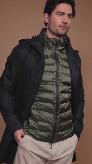 Waterproof Tailored Fit Parka | Black Herringbone
