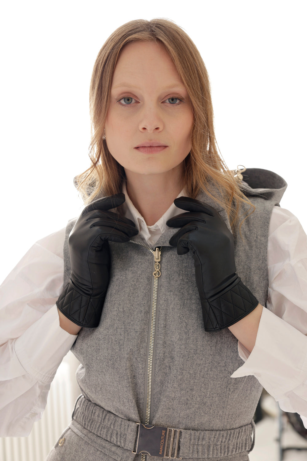 Waterproof Women Leather Gloves | Black