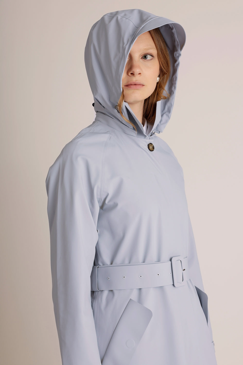 Waterproof Packable Straight-Fit Trenchcoat  | Sky Gray