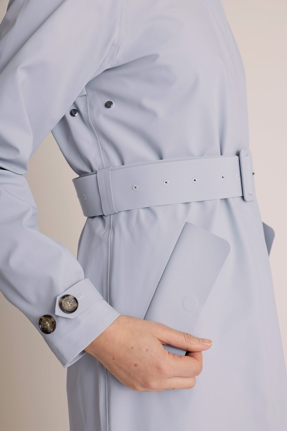 Waterproof Packable Straight-Fit Trenchcoat  | Sky Gray