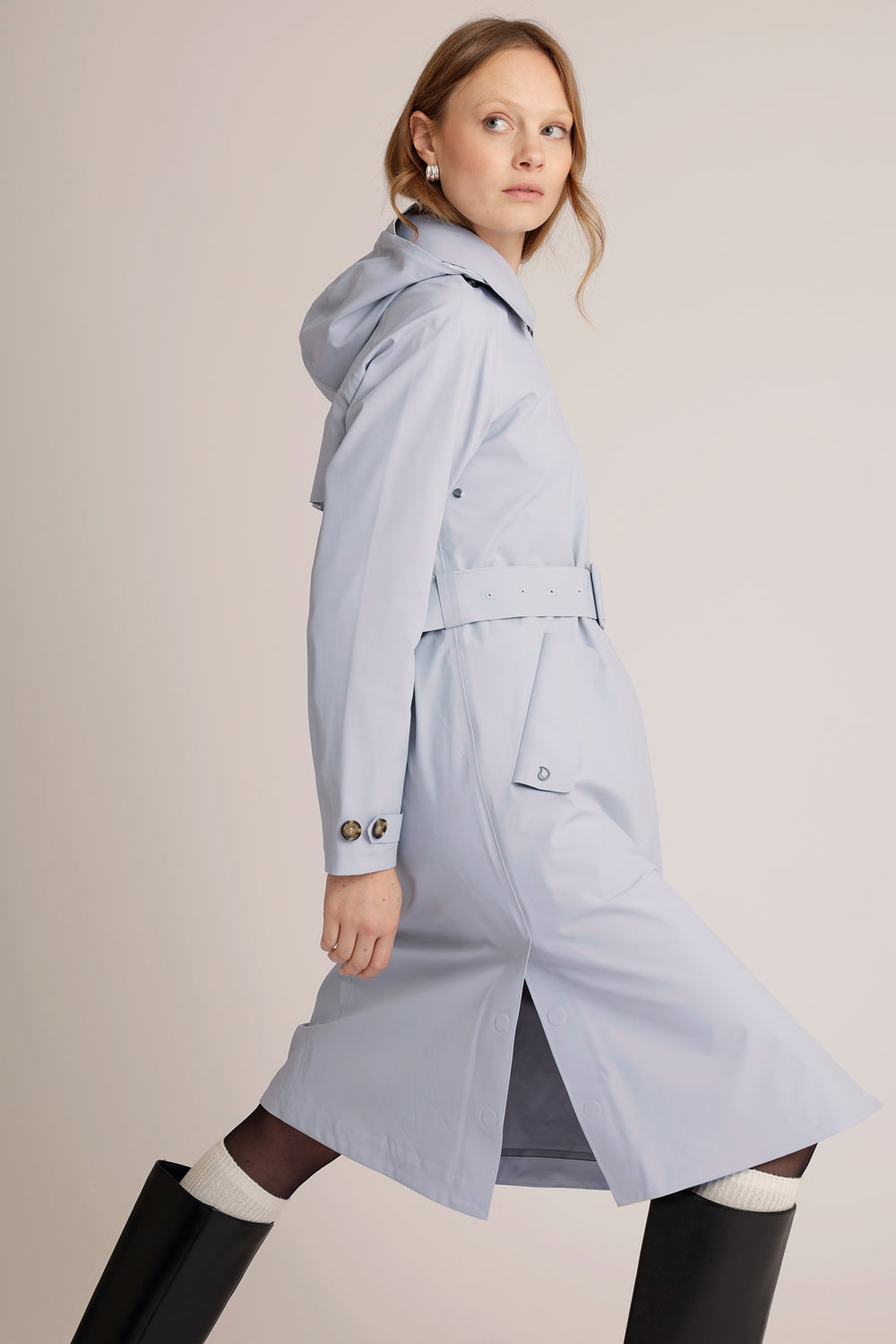 Waterproof Packable Straight-Fit Trenchcoat  | Sky Gray