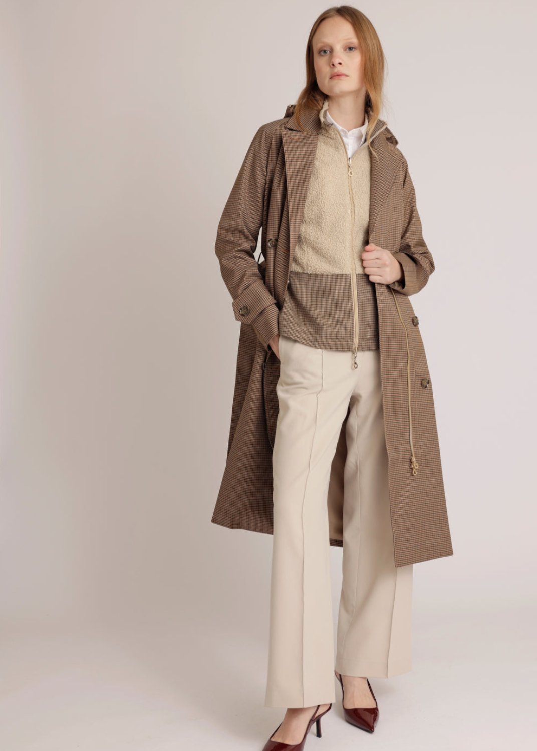 Waterproof Straight-Fit Trenchcoat  | Houndstooth Check