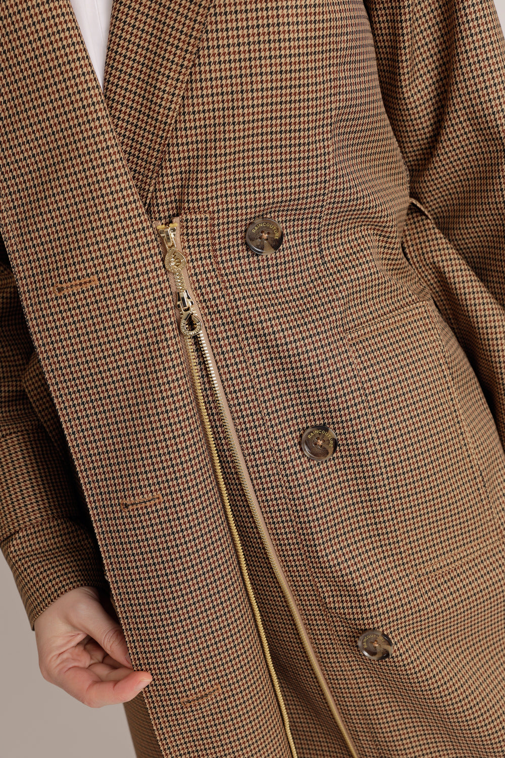 Waterproof Straight-Fit Trenchcoat  | Houndstooth Check