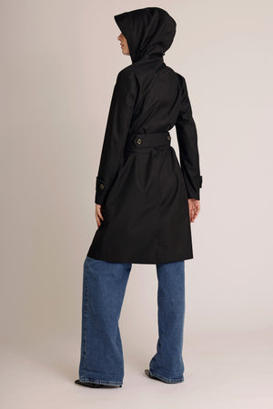Waterdichte Straight Fit Waistbelt Coat | Mat Zwart