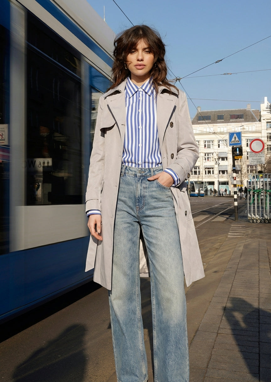 Waterproof Tailored To Fit Trenchcoat  | Structured Silver Grey