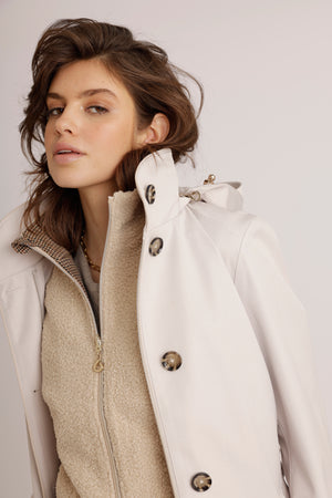 2-In-1 Teddy Jacket & Bodywarmer | Beige Houndstooth