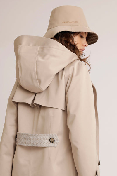 Waterproof Unisex Reversible Bucket Hat  | Beige Houndstooth