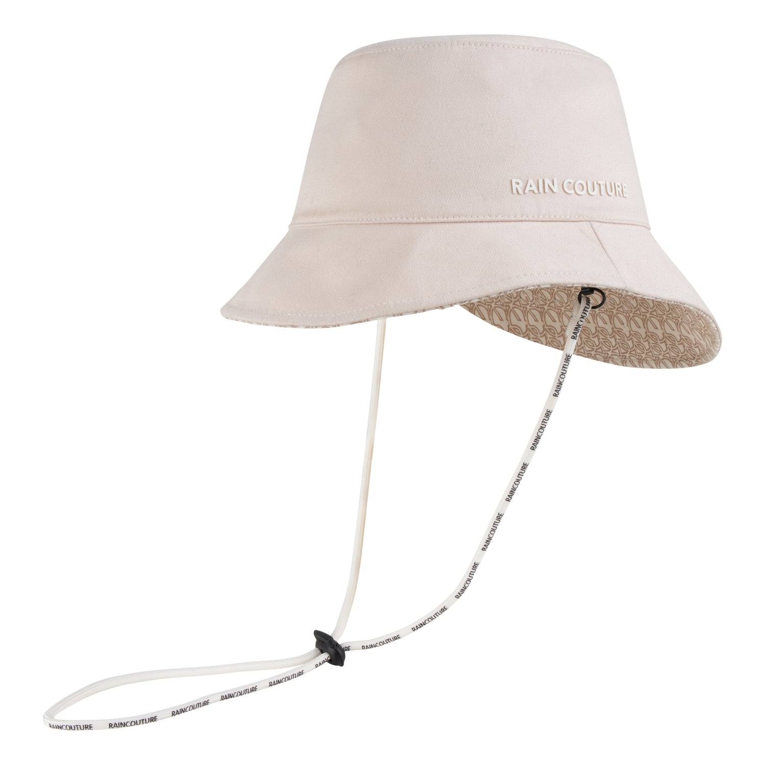 Waterproof Unisex Reversible Bucket Hat  | Beige Monogram