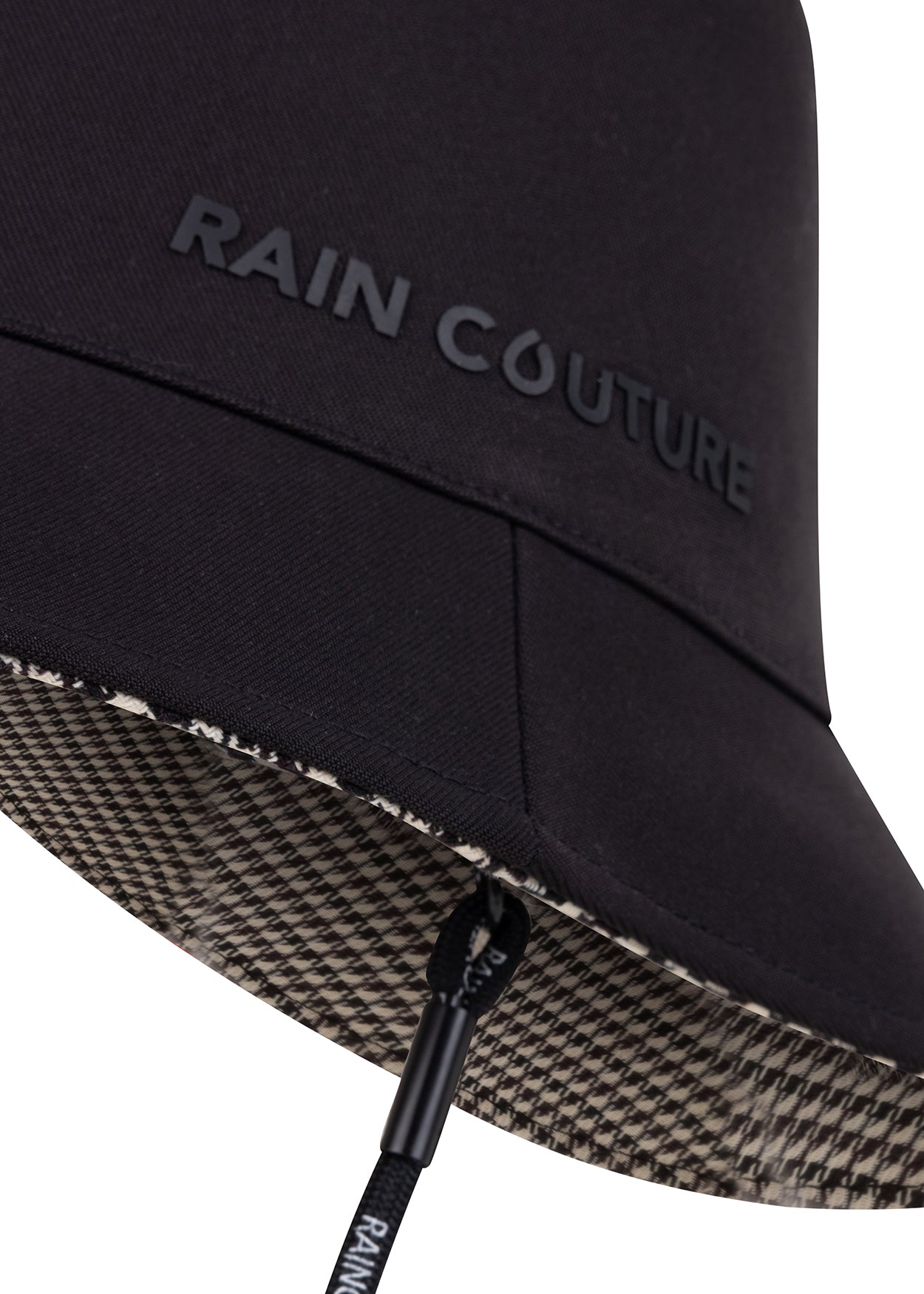 Waterproof Unisex Reversible Bucket Hat  | Black-Houndstooth